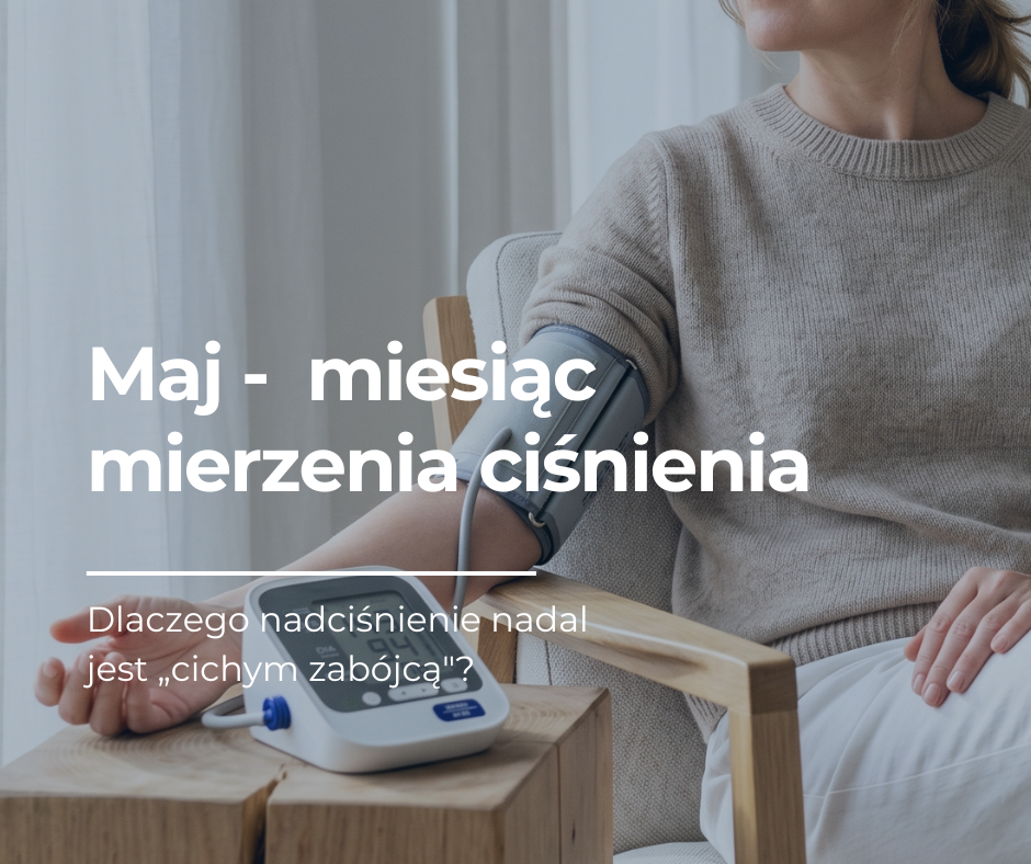 Maj - miesiąc mierzenia ciśnienia. Kobieta mierząca ciśnienie